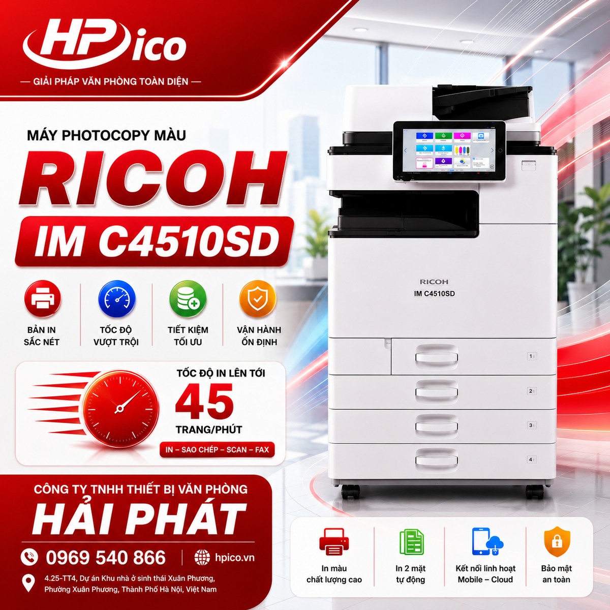 Máy photocopy màu RICOH IM C4510SD