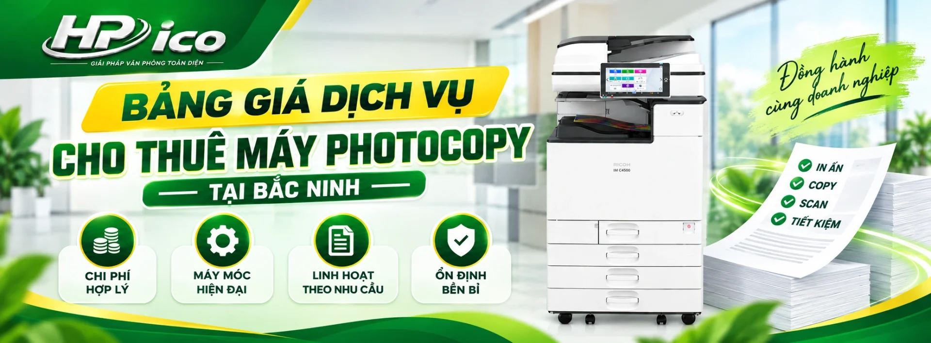 BẢNG GIÁ DỊCH VỤ CHO THUÊ MÁY PHOTOCOPY TẠI BẮC NINH